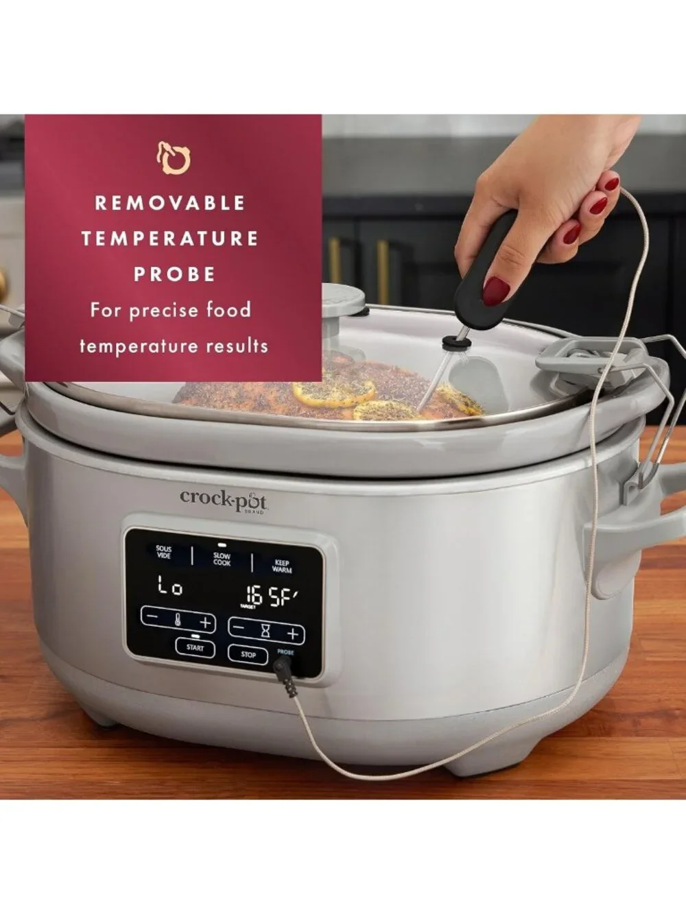 Family-Sized 7-Quart Slow Cooker with Sous Vide, Digital Display & Locking Lid